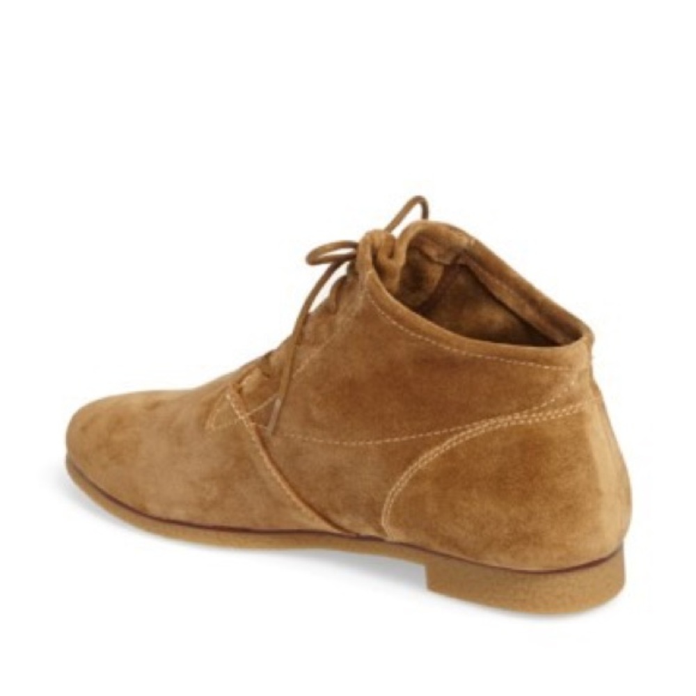 NIB Zephyr Tan Leather Lace Up Boyfriend Booties - Picture 3 of 4